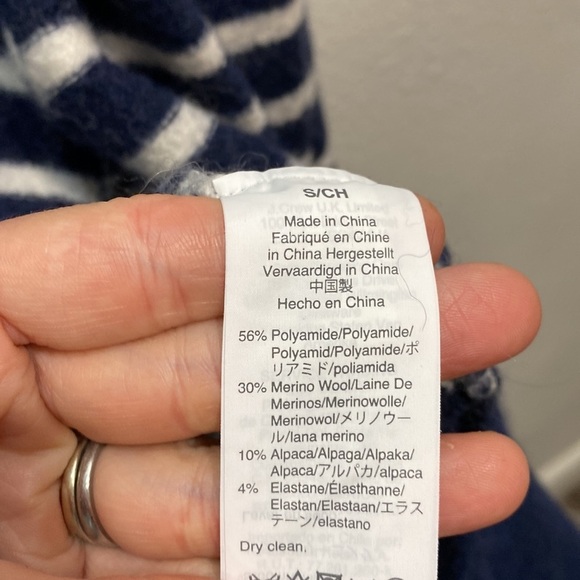 MADEWELL Cozy Walker Open Cardigan Wool Alpaca Blue White Stripe Sweater M0706 - Picture 5 of 9